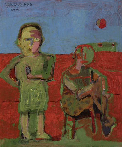 Rolf Lindemann, Zwei Bauern, 2000, Acryl auf Hartfaser, Foto: Thomas Kläber © VG Bild-Kunst, Bonn 2021