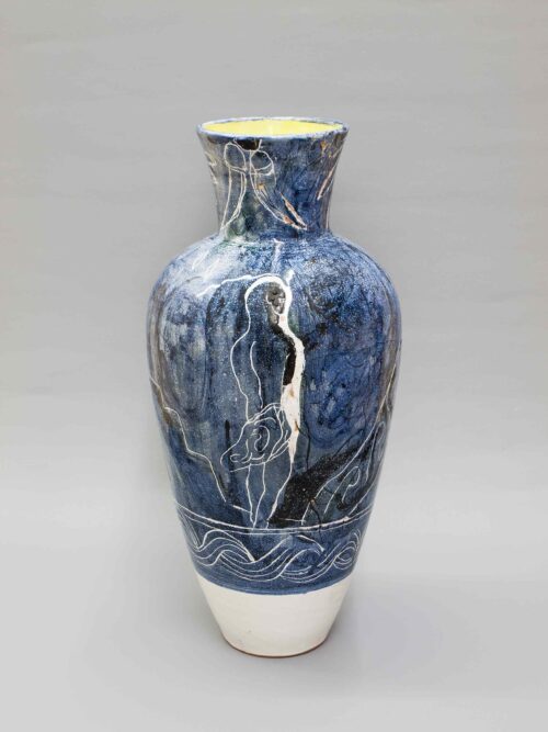 Klaus Killisch, Vase (blau), Fayance, 1995, Werkstatt Wilfriede Maaß © im Besitz des Künstlers
