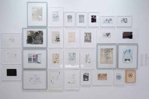 Ausstellungsansicht, Frank Diersch. Aufzeichnungen, Drawing Radio, BLMK Frankfurt (Oder), 2023, Foto: Bernd Schönberger