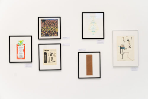 Ausstellungsansicht, DADA ruht nicht. Typografie, Letterpress & Grafik, BLMK Cottbus, 2023, Foto: Bernd Schönberger