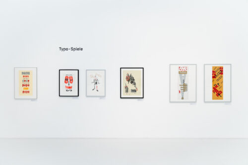Ausstellungsansicht, DADA ruht nicht. Typografie, Letterpress & Grafik, BLMK Cottbus, 2023, Foto: Bernd Schönberger