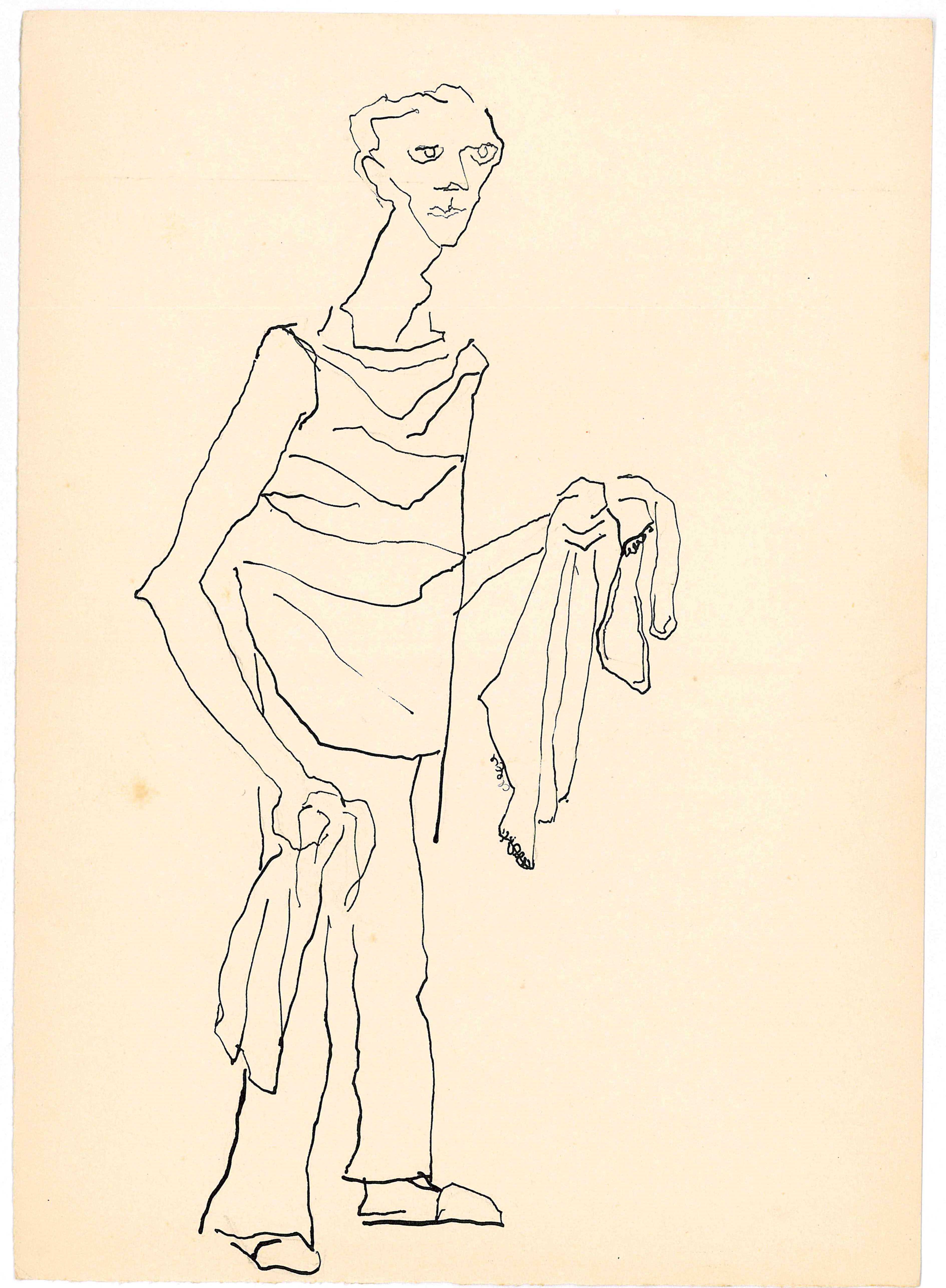 Christa Jeitner, zu Jean Gionos "Der Träumer", 1960, Feder in Tusche auf Papier © Christa Jeitner, Foto: BLMK