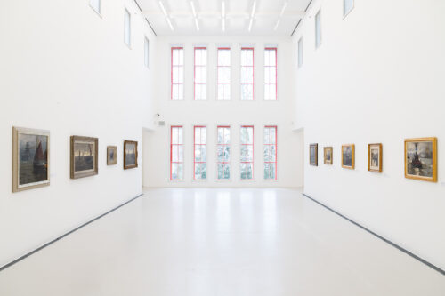 Ausstellungsansicht, Leonhard Sandrock. Von der Flüchtigkeit des Lichts. 1907 bis 1933 - Industrie und Arbeitswelten im postimpressionistischen Blick, BLMK Cottbus, 2024, Foto: Bernd Schönberger