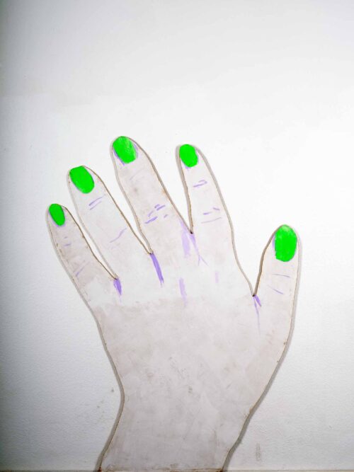 Hella Stoletzki, aus: Lěwa Ruka a druha ruka (Linke Hand und die andere Hand), 2023, Acryl auf MDF © Hella Stoletzki, Foto: Ludwig Rauch
