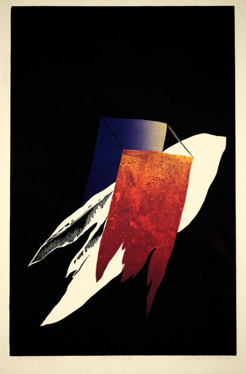 Zbigniew Lutomski, Im Vorbeifliegen II, 1991, Farbholzschnitt © Künstler, Foto: Ludwig Rauch