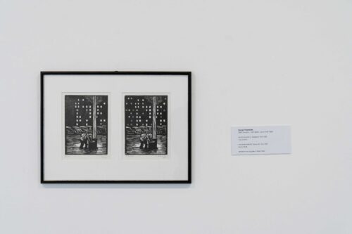 Conrad Felixmüller, Am Müllkasten (I. Zustand); Am Müllkasten (II. Zustand), beide 1975/1976, Holzschnitt © VG Bild-Kunst, Bonn 2024, Foto: Bernd Schönberger