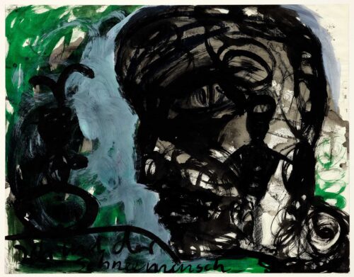 Petra Kasten, Ich und der Schneemensch, 1990, Gouache, Tusche © Künstlerin Foto: Ludwig Rauch