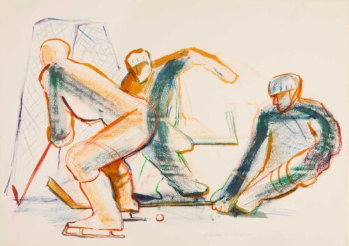Erika Stürmer-Alex, Eishockey 2, 1986, Kreide, Tusche © VG Bild-Kunst, Bonn 2024, Foto: Winfried Mausolf