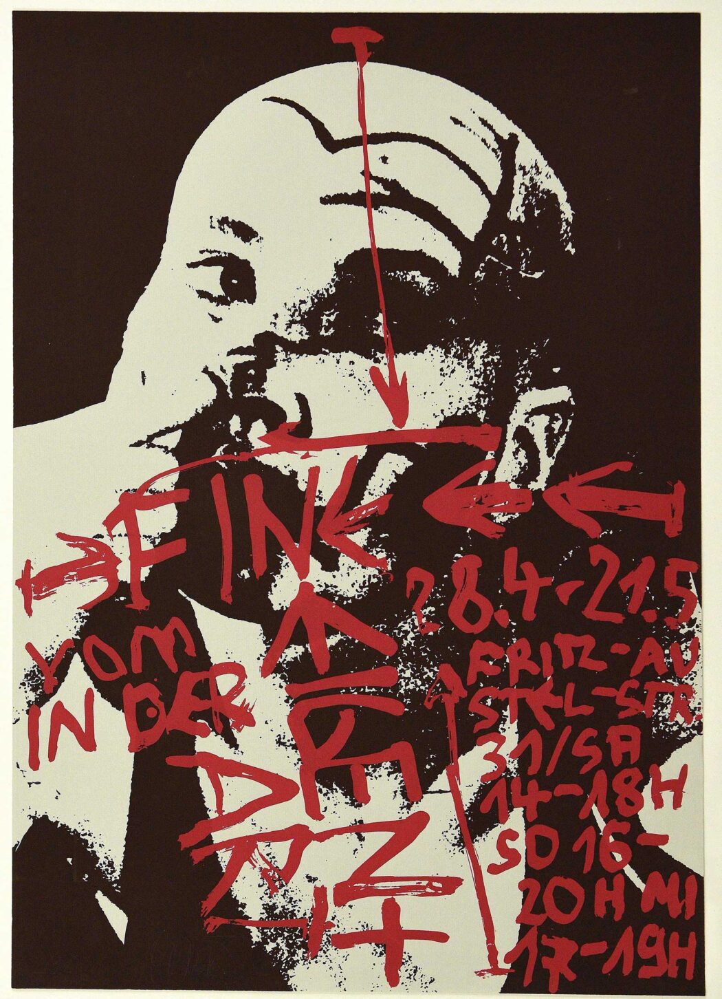 Hans Scheuerecker, Fine – Arbeiten von Dammbeck, Scheuerecker, Wieckhorst, Oehlmann, Zeyen, Reuter, Schlegel, EIGEN+ART, Leipzig, 1989, Siebdruck © VG Bild-Kunst, Bonn 2025, Foto: BLMK