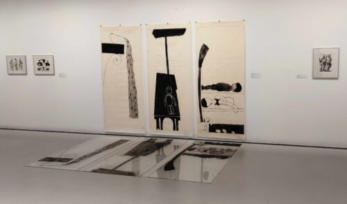 Matthias Körner, o.T., 2025, Kaltnadelradierung auf Unryu-Papier, Ausstellungsansicht, Druckköpfe Part 01. Eine Ausstellung zum Tag der Druckkunst, BLMK Cottbus, 2025