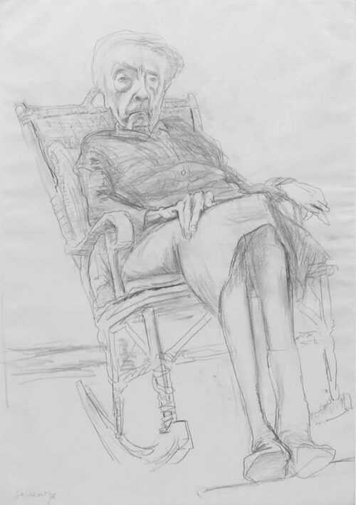 Gerhard Kettner, Frau M. im Schaukelstuhl, 1976, Bleistift auf Papier © VG Bild-Kunst, Bonn 2025, Foto: BLMK