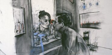 Wiliam Kentridge, Zeichnung für Felix im Exil (Figuren Auge in Auge), 1994, Holzkohle und Pastell auf Papier © Künstler