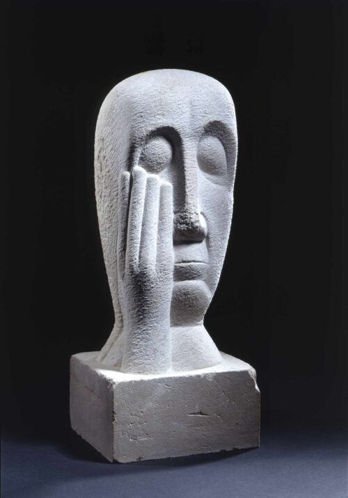 Gerhard Kurt Müller, Kopf und Hand, 1985, Stein (Travertin) © Gerhard-Kurt-Müller-Stiftung Leipzig, Foto: Hans-Dieter Kluge