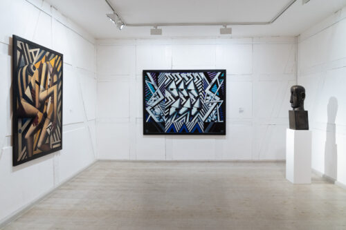 Ausstellungsansicht, Bildwelten im Echo. Gerhard Kurt Müller und Klassiker der Moderne, BLMK Frankfurt (Oder), 2025, Foto: Bernd Schönberger