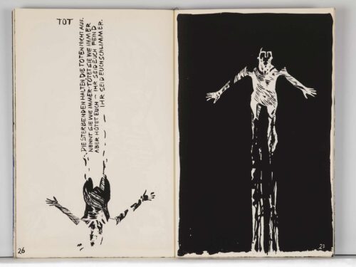 Christine Schlegel, o. T., 1986, Siebdruck, aus: Inge Müller / Christine Schlegel, Villeicht werde ich plötzlich verschwinden, Originalgrafisches Buch, Eigenverlag, Berlin, 1986 © Christine Schlegel, Foto: Ludwig Rauch