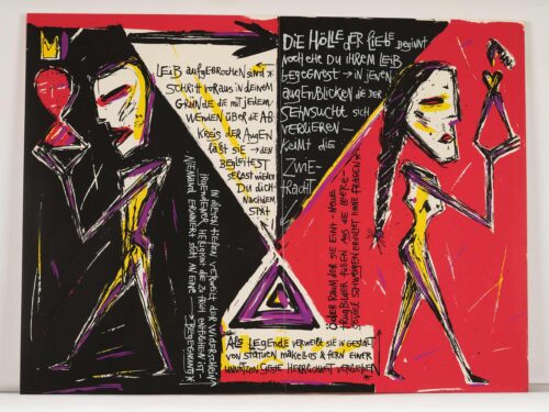 Tobias Ellmann, o. T., 1987, Siebdruck, aus: Totenwache, 2. Buchexperiment, Eigenverlag, Leipzig, 1987 © Tobias Ellmann, Foto: Ludwig Rauch