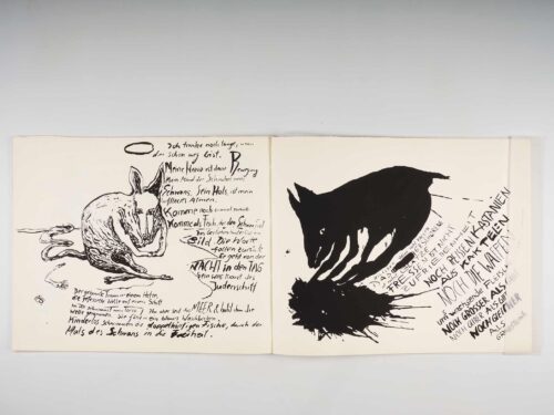 Cornelia Schleime, o. T., 1984, Text & Bild von C. M. P. Schleime, aus: Gefederte Augen, Künstlerbuch, Eigenverlag, 1984 © Cornelia Schleime, Foto: Ludwig Rauch