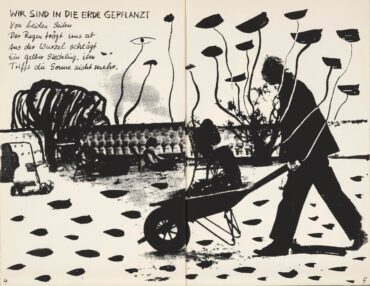 Christine Schlegel, o. T., 1986, Siebdruck, aus: Inge Müller / Christine Schlegel, Villeicht werde ich plötzlich verschwinden, Originalgrafisches Buch, Eigenverlag, Berlin, 1986 © Christine Schlegel, Foto: Ludwig Rauch