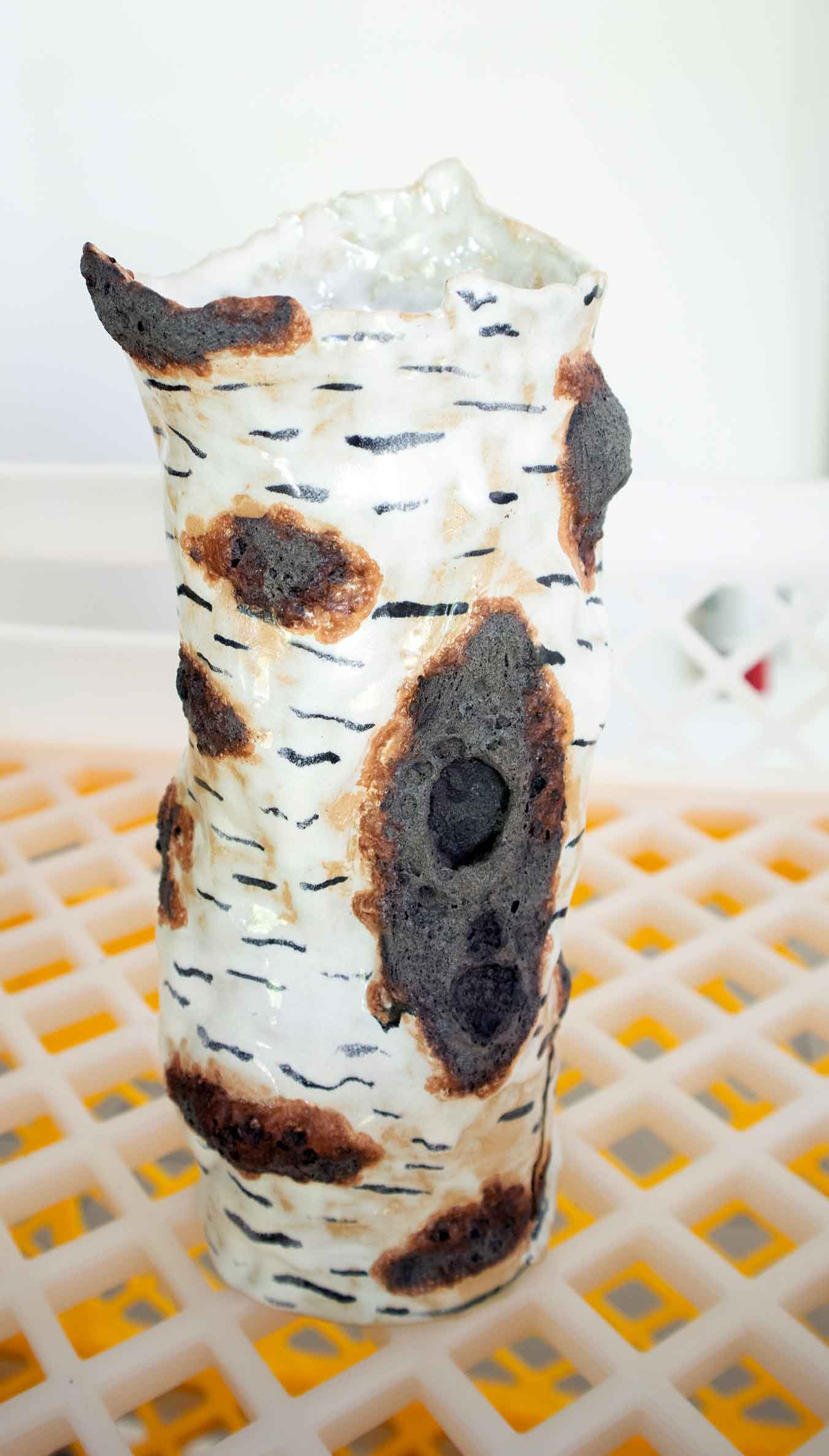 Karoline Schneider, prěni wuheń, 2025, Birkenrinde, Foto: Karoline Schneider